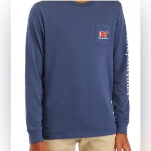 Vineyard Vines Boys Long Sleeve Football Whale Tee - Navy - Size L (16)